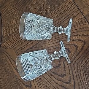 Imperial Glass Cape Cod Clear Wine Goblets w/ Wafer Stems, S/2